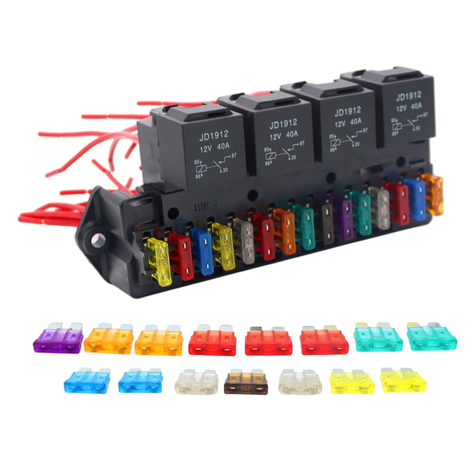 15-Way Car Fuse Box Block Holder Harness Assembly Wiring Fit for Automotive