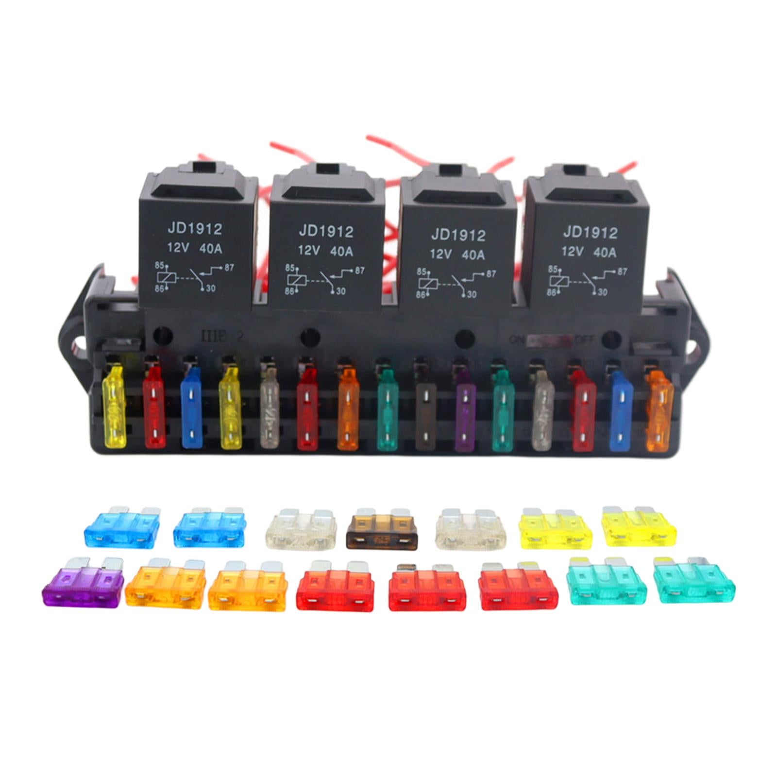 15-Way Car Fuse Box Block Holder Harness Assembly Wiring Fit for Automotive