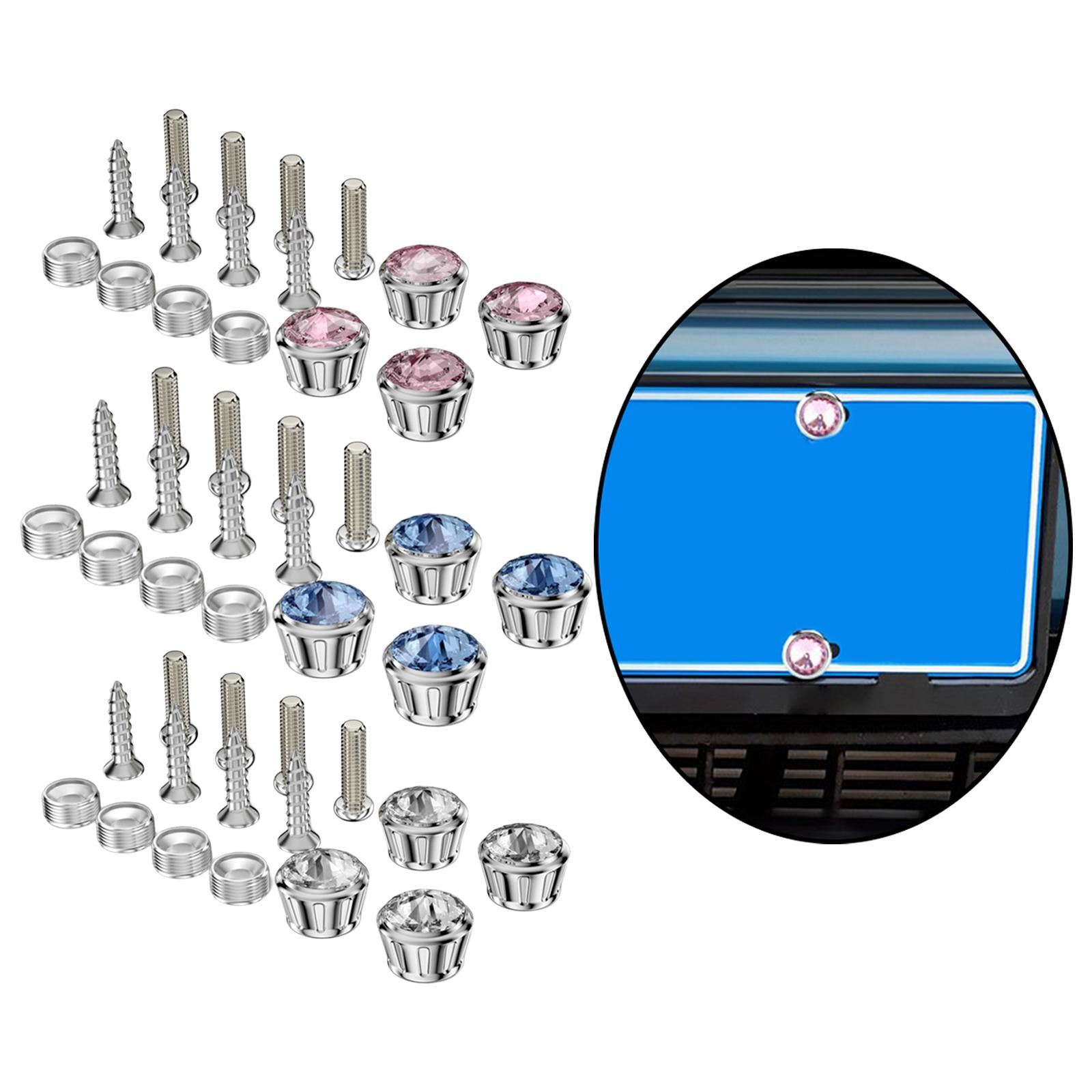 16 Pcs Car Anti Theft License Plate Fixing Screws Bolts for Tag Frames White