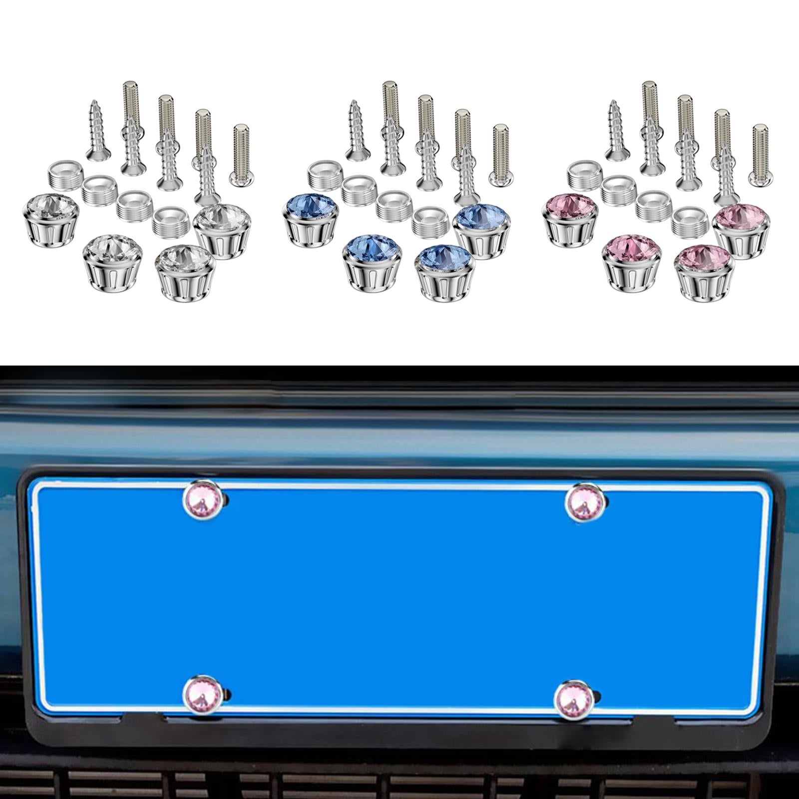 16 Pcs Car Anti Theft License Plate Fixing Screws Bolts for Tag Frames White