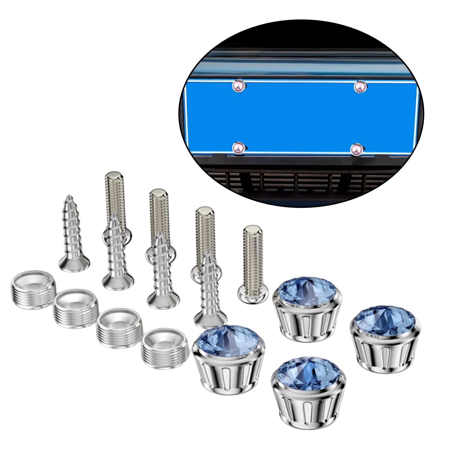 16 Pcs Car Anti Theft License Plate Fixing Screws Bolts for Tag Frames Blue
