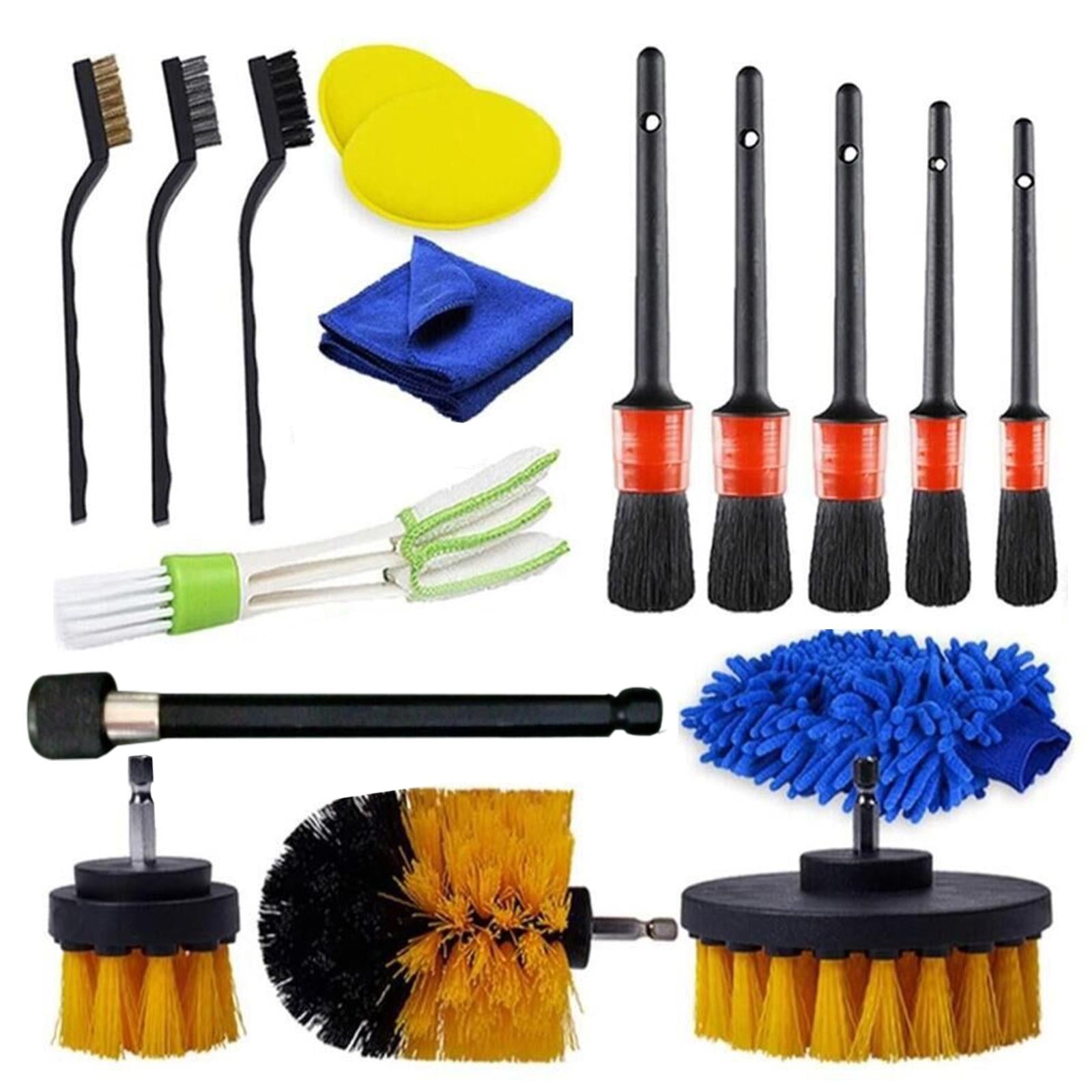 17 Pieces Car Detailing Brush Kit Wash Mitt Towels Fit for Air Vents Tire