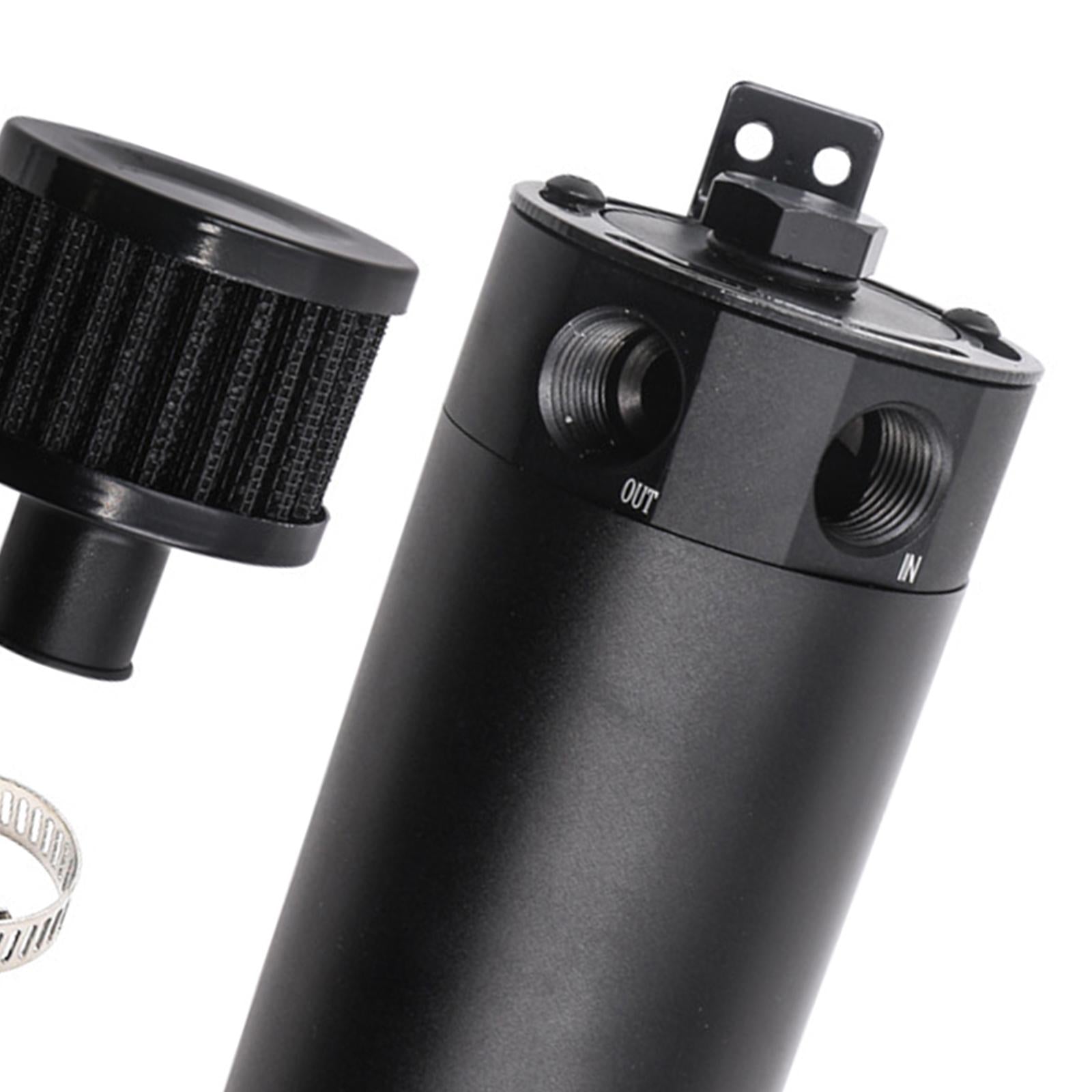 13Pcs Universal Oil Catch Can Kit 2 Port Black Reservoir Breather Filter