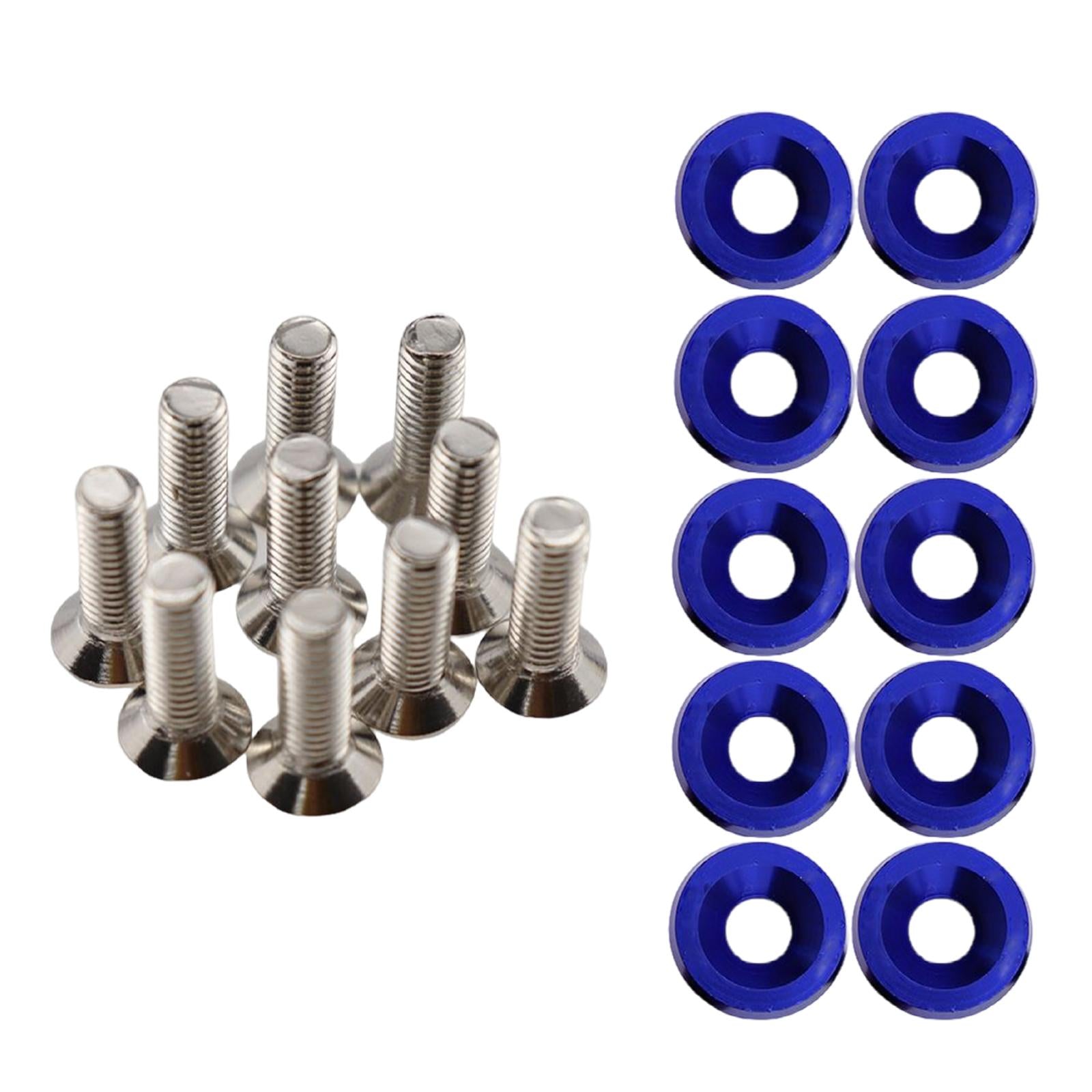 20Pcs Car Modified Screws Gasket Stainless Steel Aluminum Trim Bolts Screws Blue