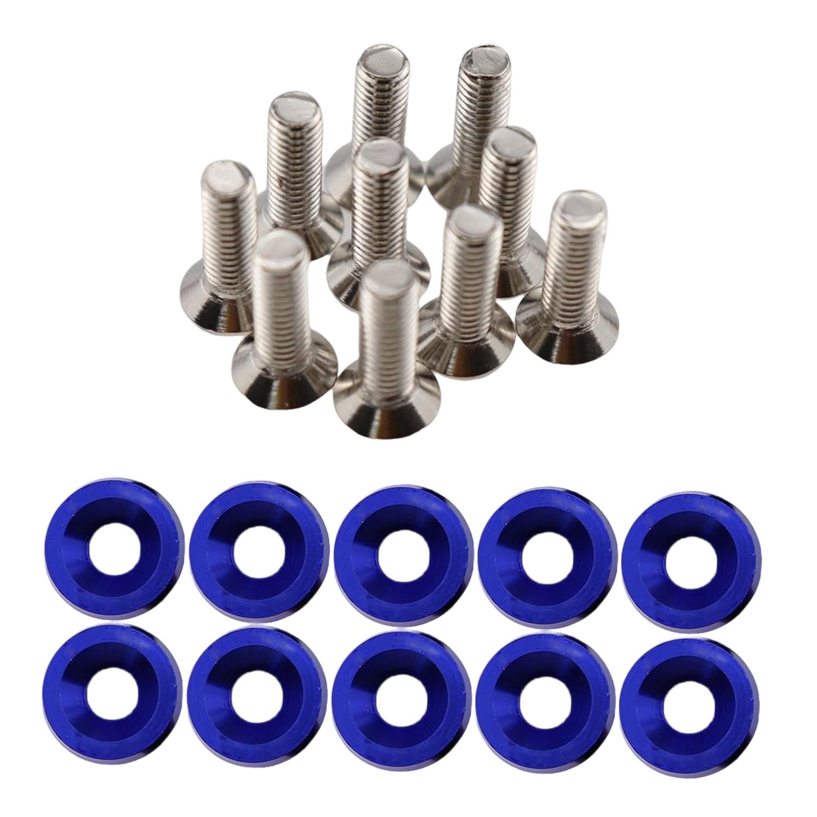 20Pcs Car Modified Screws Gasket Stainless Steel Aluminum Trim Bolts Screws Blue
