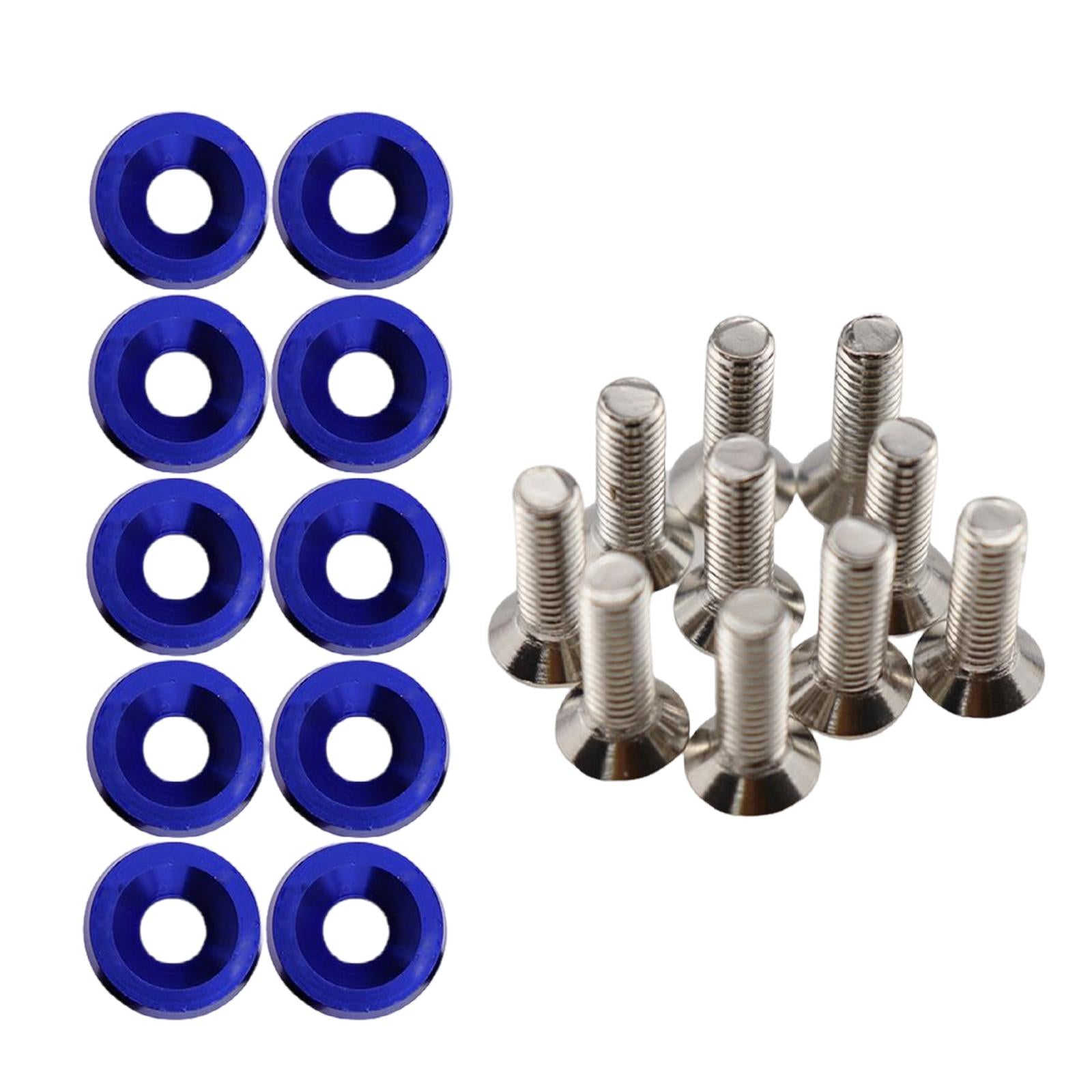 20Pcs Car Modified Screws Gasket Stainless Steel Aluminum Trim Bolts Screws Blue