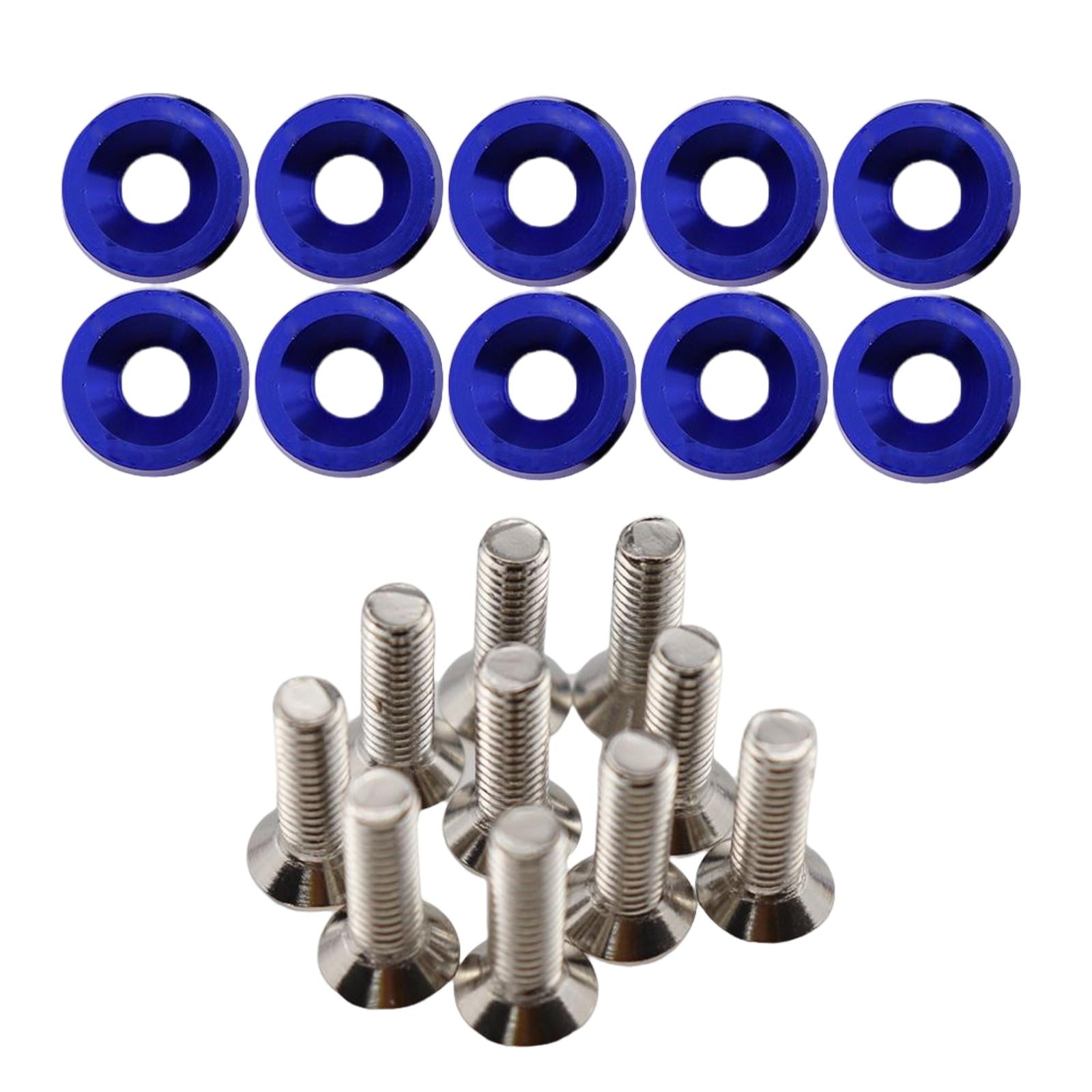 20Pcs Car Modified Screws Gasket Stainless Steel Aluminum Trim Bolts Screws Blue