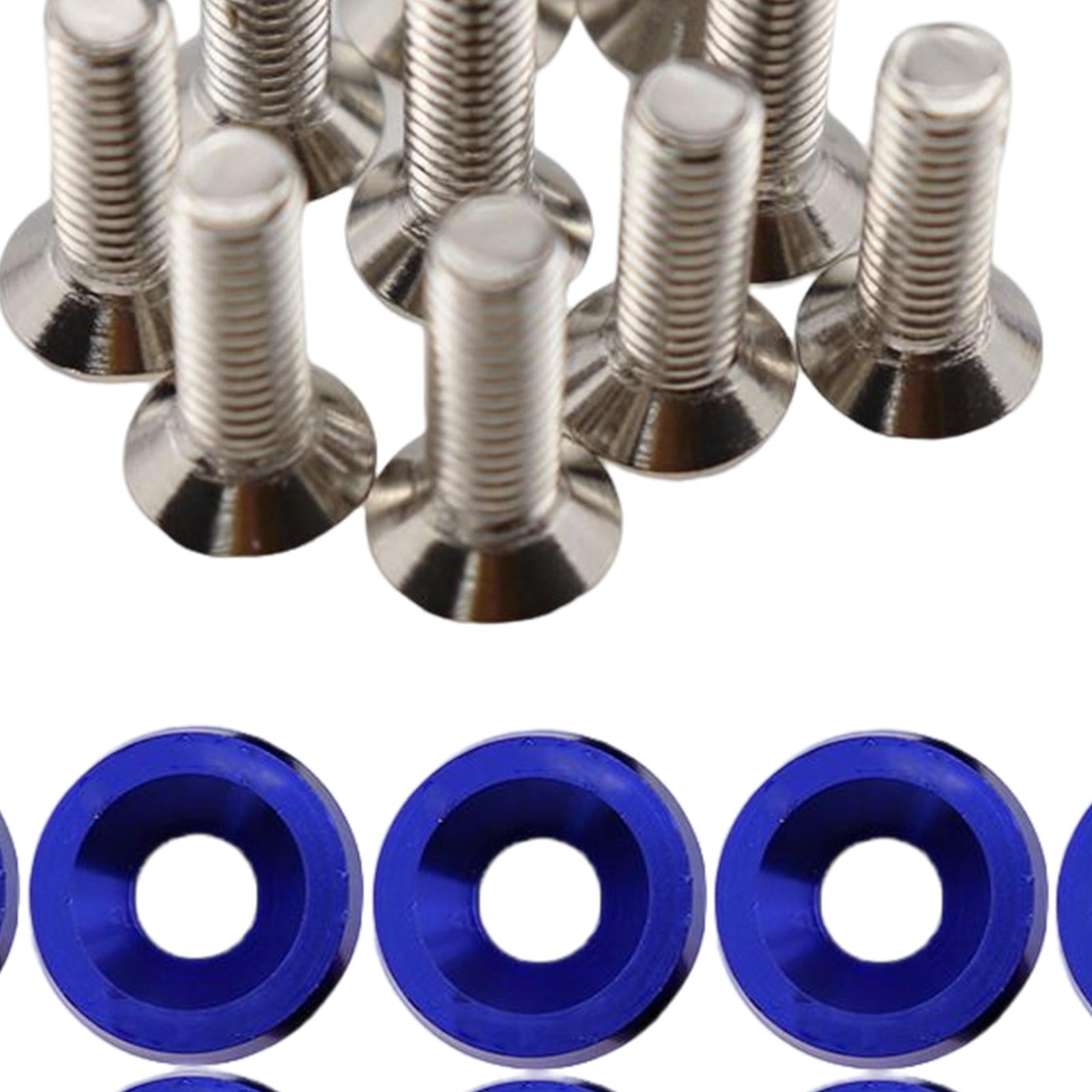 20Pcs Car Modified Screws Gasket Stainless Steel Aluminum Trim Bolts Screws Blue