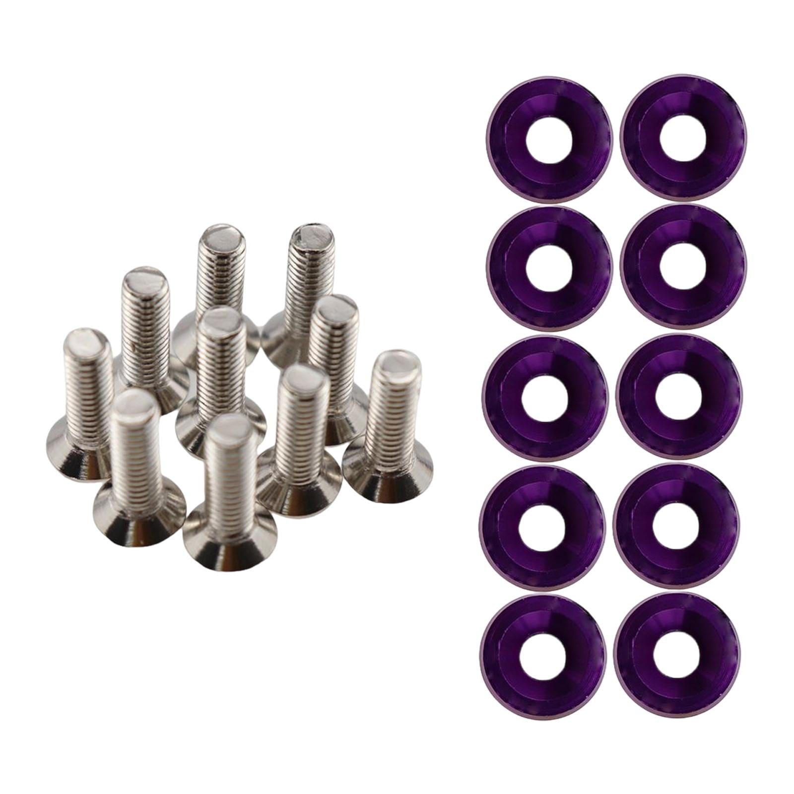 20Pcs Car Modified Screws Gasket Stainless Steel Aluminum Trim Bolts Screws Purple