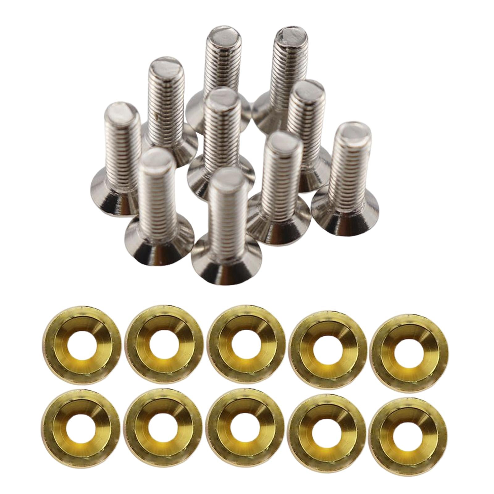 20Pcs Car Modified Screws Gasket Stainless Steel Aluminum Trim Bolts Screws Gold