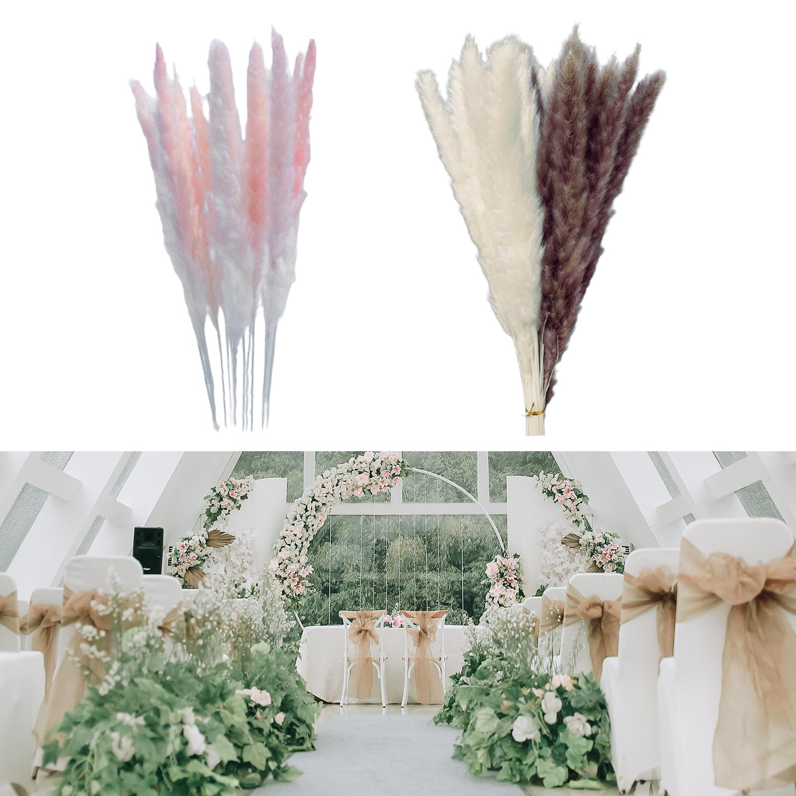 15Pcs 45cm Dried Pampas Grass Flower Arrangement Reed Plumes Flower Pink