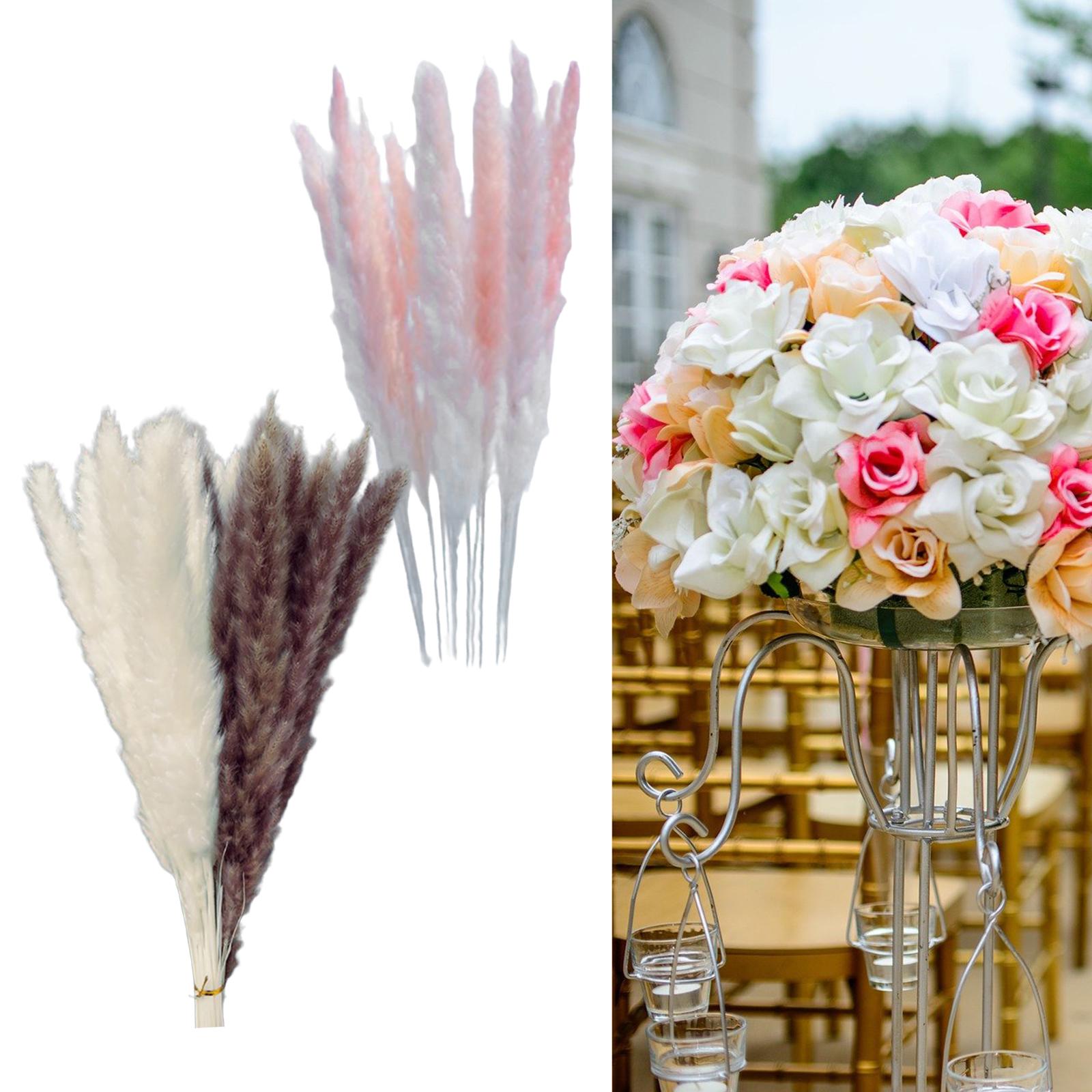 15Pcs 45cm Dried Pampas Grass Flower Arrangement Reed Plumes Flower Pink