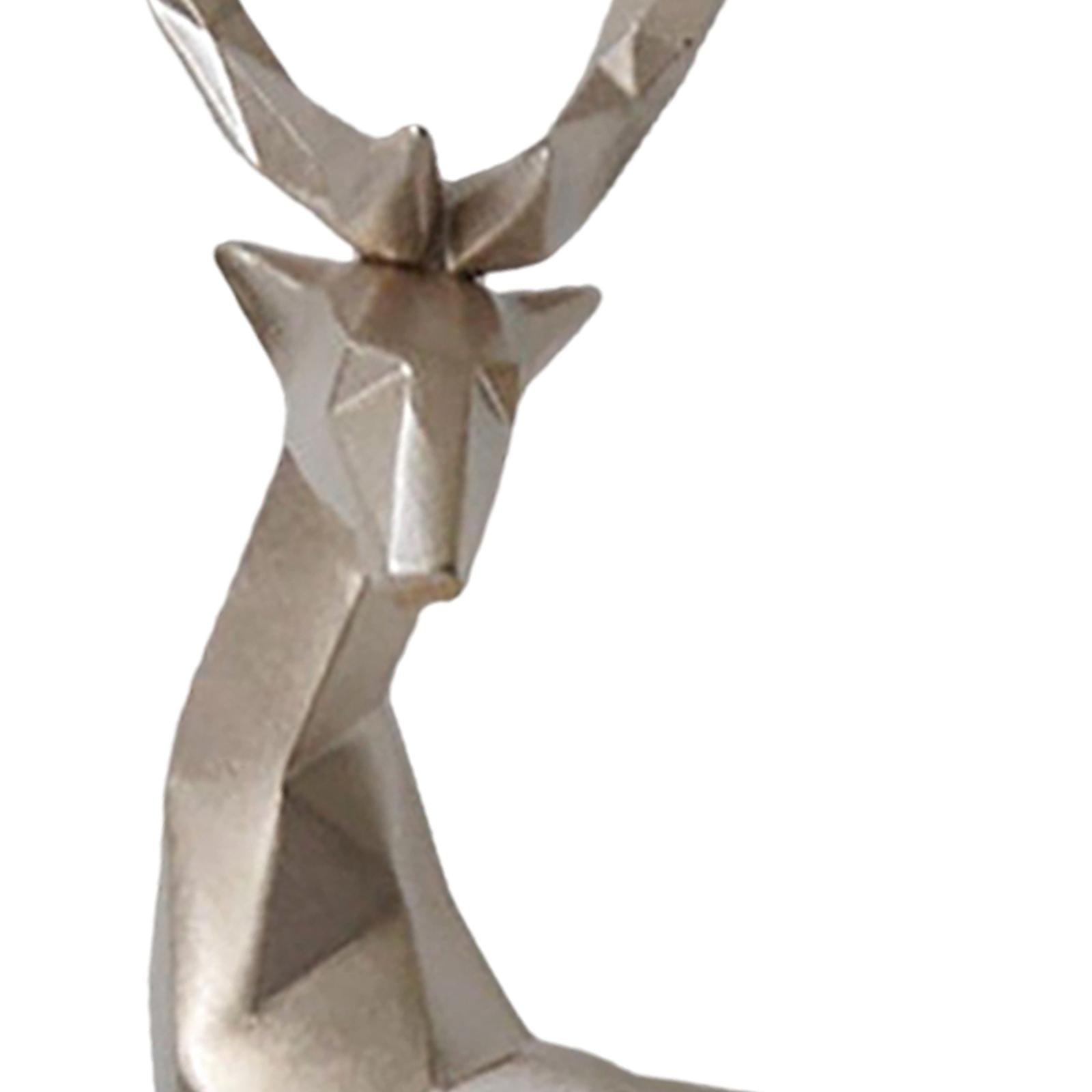 1 Pair Geometric Deer Statue Resin Elk Sculpture for Porch Decor Golden