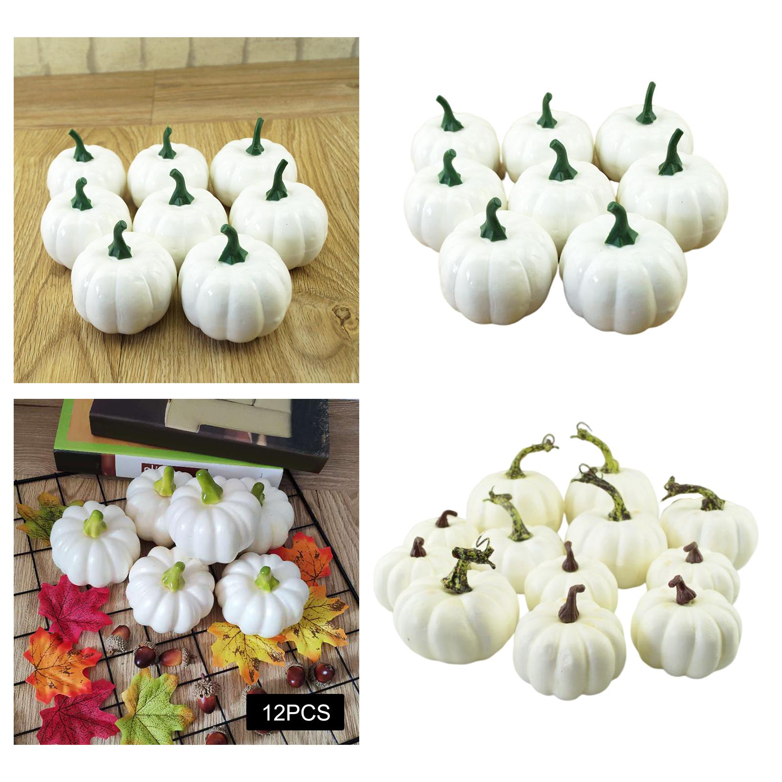 12x White Artificial Pumpkins Fall Crafts for Halloween Home