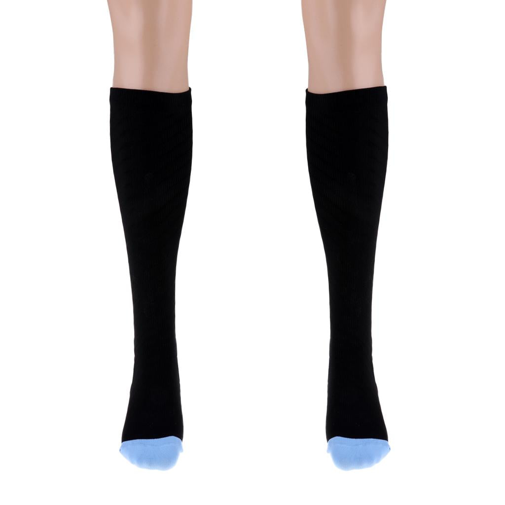 1 Pair Compression Socks for Running Cycling Travel Flight S and M, Blue