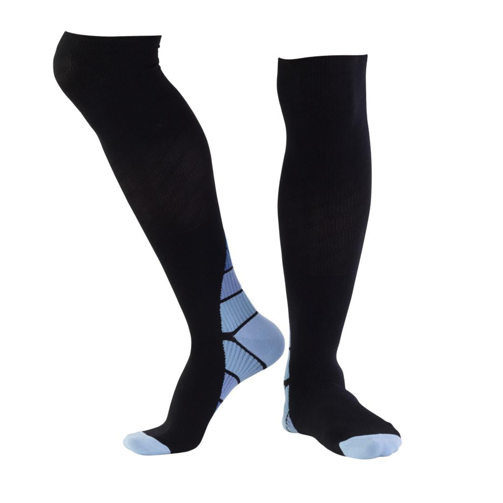 1 Pair Compression Socks for Running Cycling Travel Flight S and M, Blue