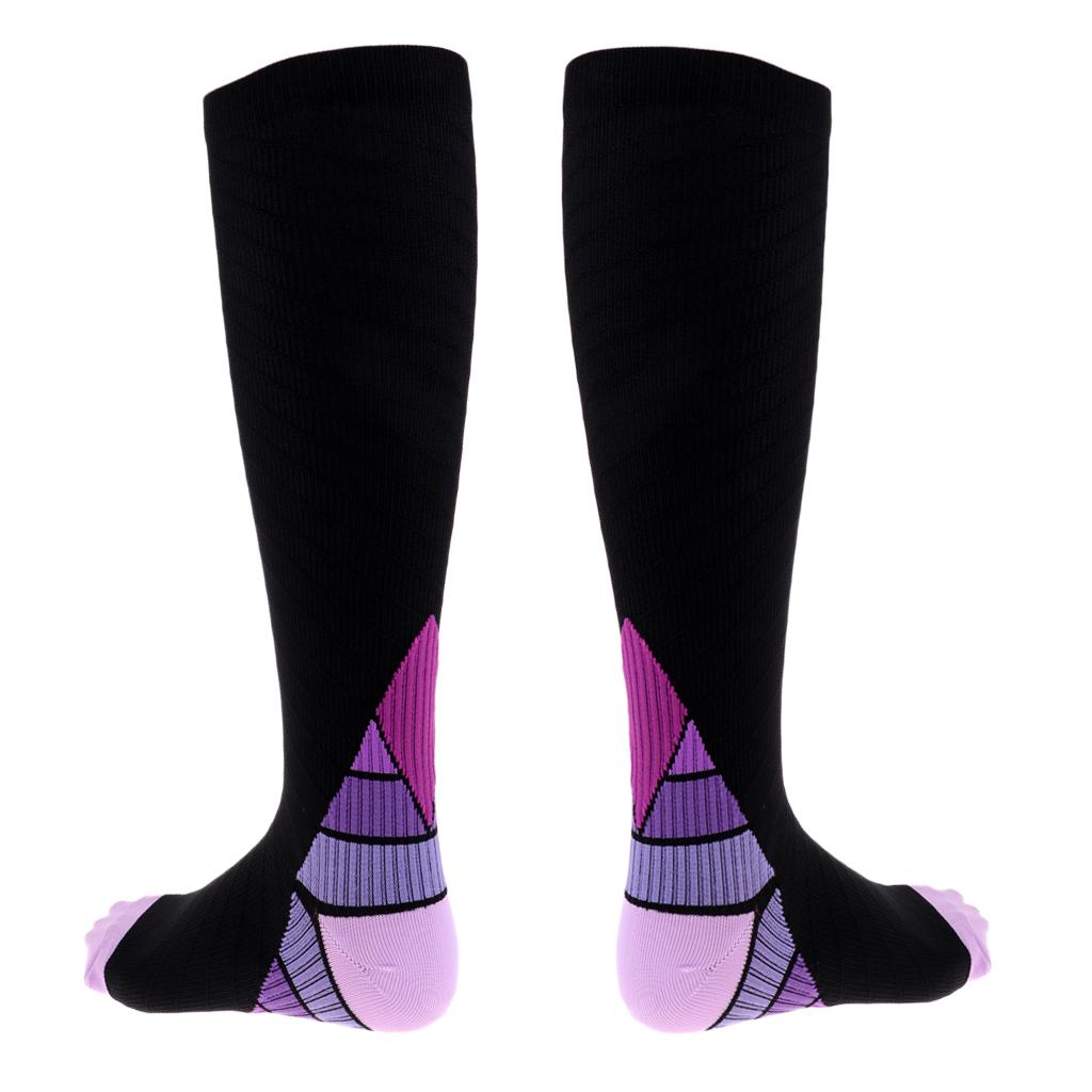 1 Pair Compression Socks for Running Cycling Travel Flight S and M, Purple