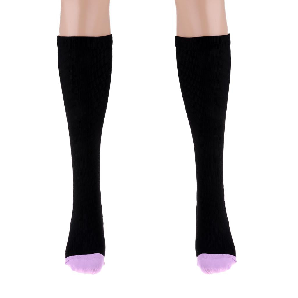 1 Pair Compression Socks for Running Cycling Travel Flight S and M, Purple