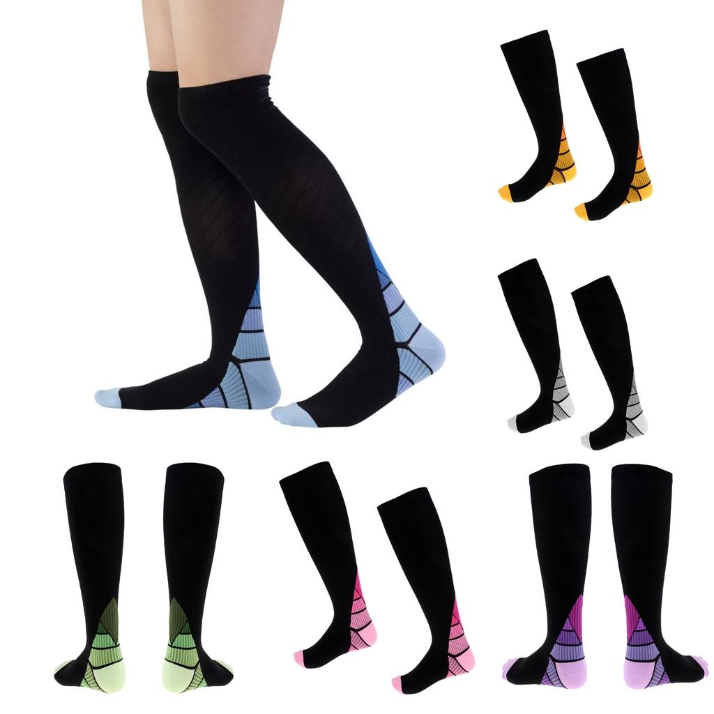 1 Pair Compression Socks for Running Cycling Travel Flight S and M, Purple