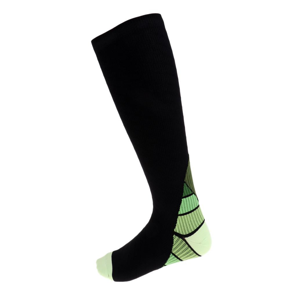 1 Pair Compression Socks for Running Cycling Travel Flight S and M, Green