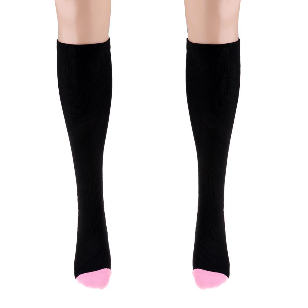 1 Pair Compression Socks for Running Cycling Travel Flight S and M, Pink