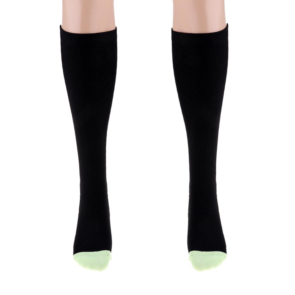 1 Pair Compression Socks for Running Cycling Travel Flight L and XL, Green