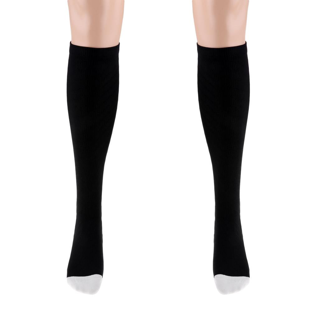 1 Pair Compression Socks for Running Cycling Travel Flight L and XL, Gray