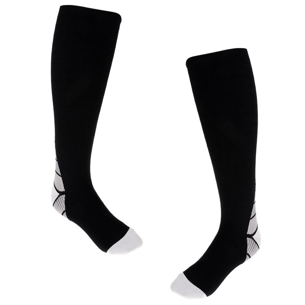 1 Pair Compression Socks for Running Cycling Travel Flight L and XL, Gray