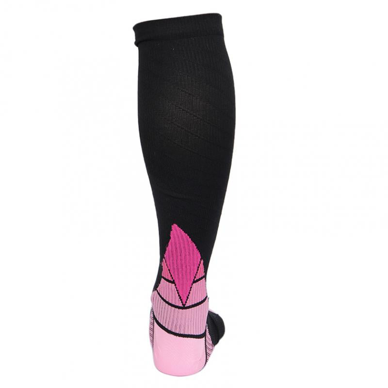 1 Pair Compression Socks for Running Cycling Travel Flight L and XL, Pink