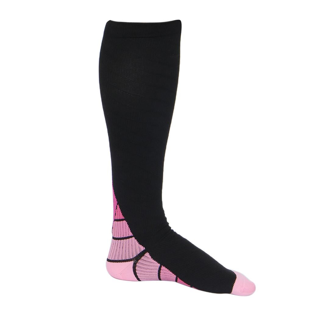 1 Pair Compression Socks for Running Cycling Travel Flight L and XL, Pink