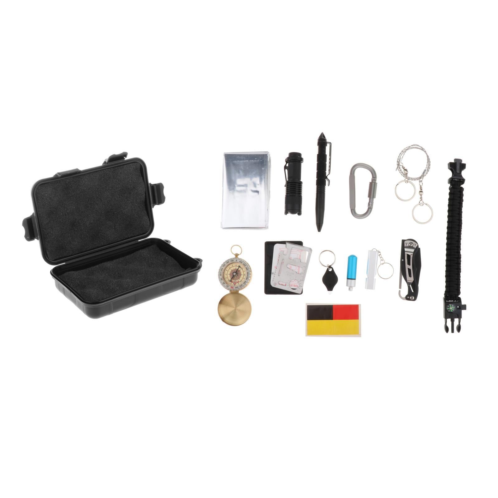 13Pc Outdoor Emergency Survival Gear Kit Hunting Hiking Camping Military SOS