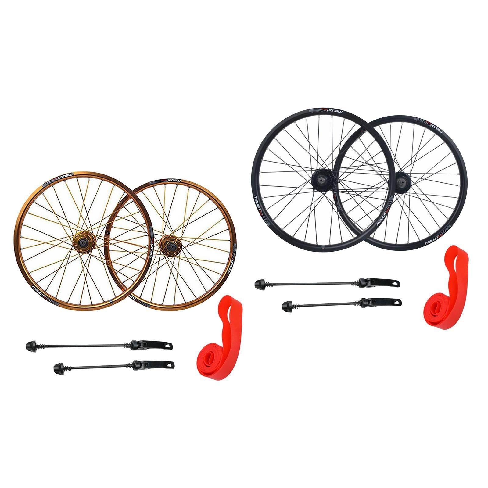 20 inch 1.25-2.215 Folding Bike Wheel Bicycle Wheelset Schrader Valve Black