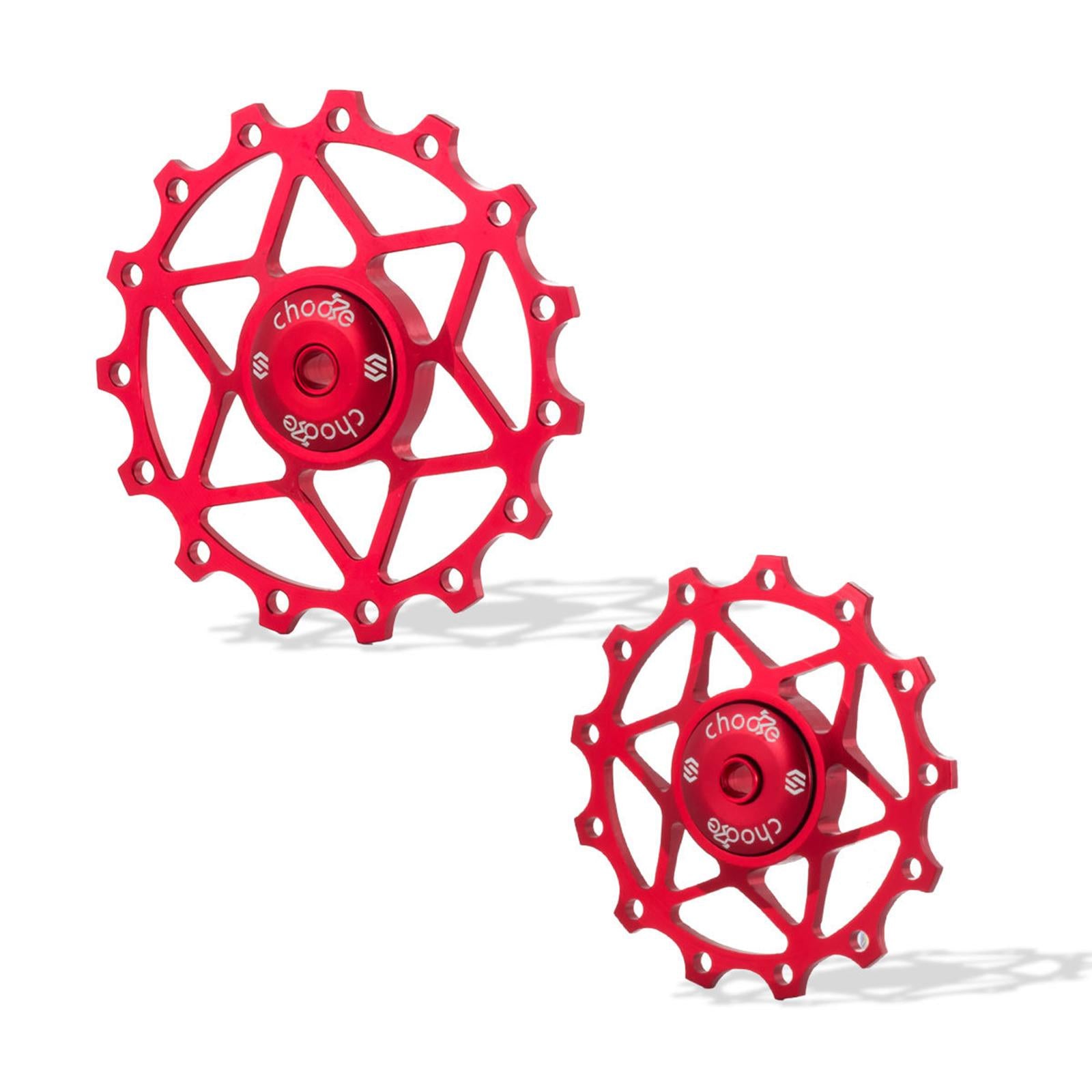 13/15T Ceramic Bearing Jockey Pulley Wheel Bike Rear Derailleur Red 15T