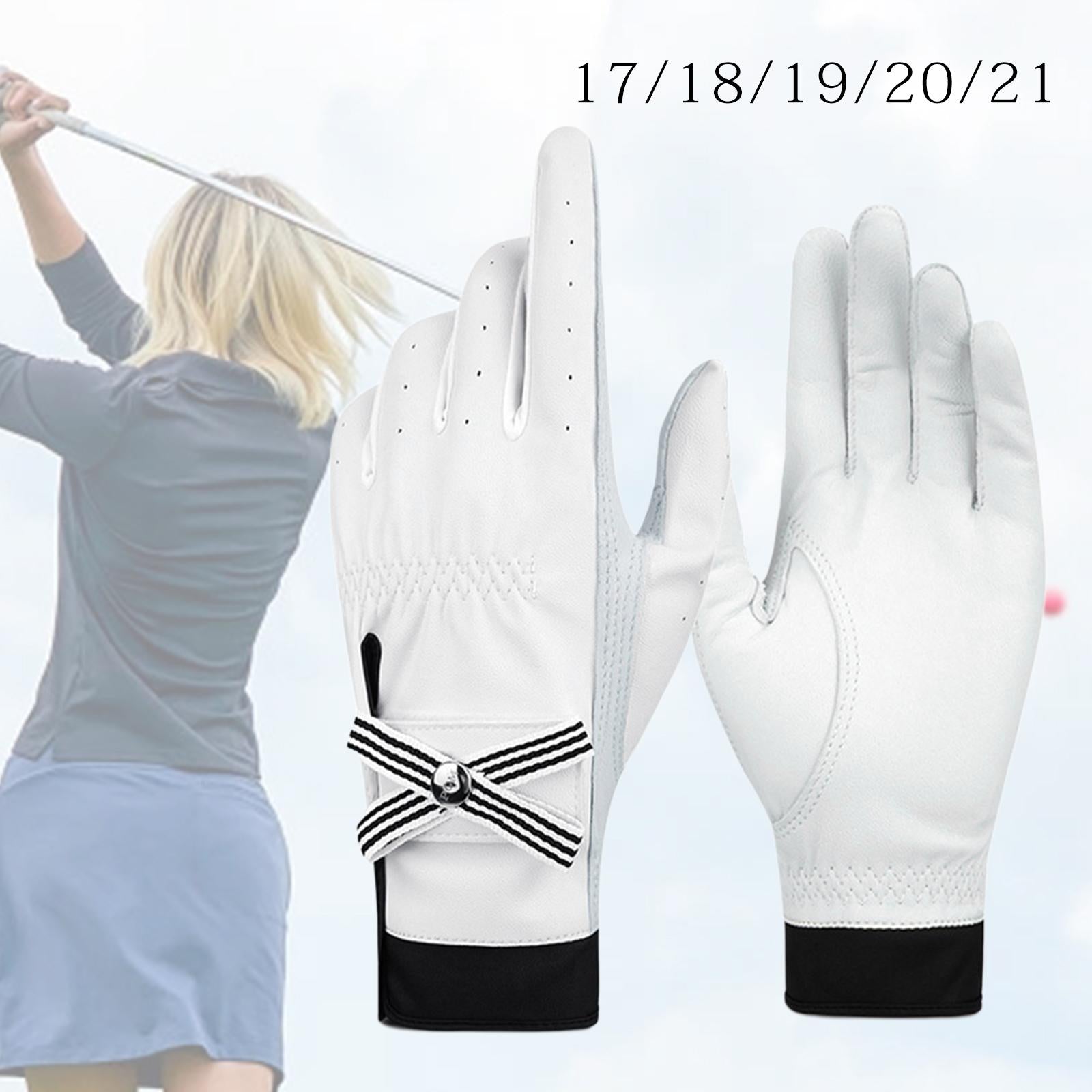 1 Pair Women Golf Gloves Bowknot Anti-Slip Ladies Gloves for Golfer 17 yards
