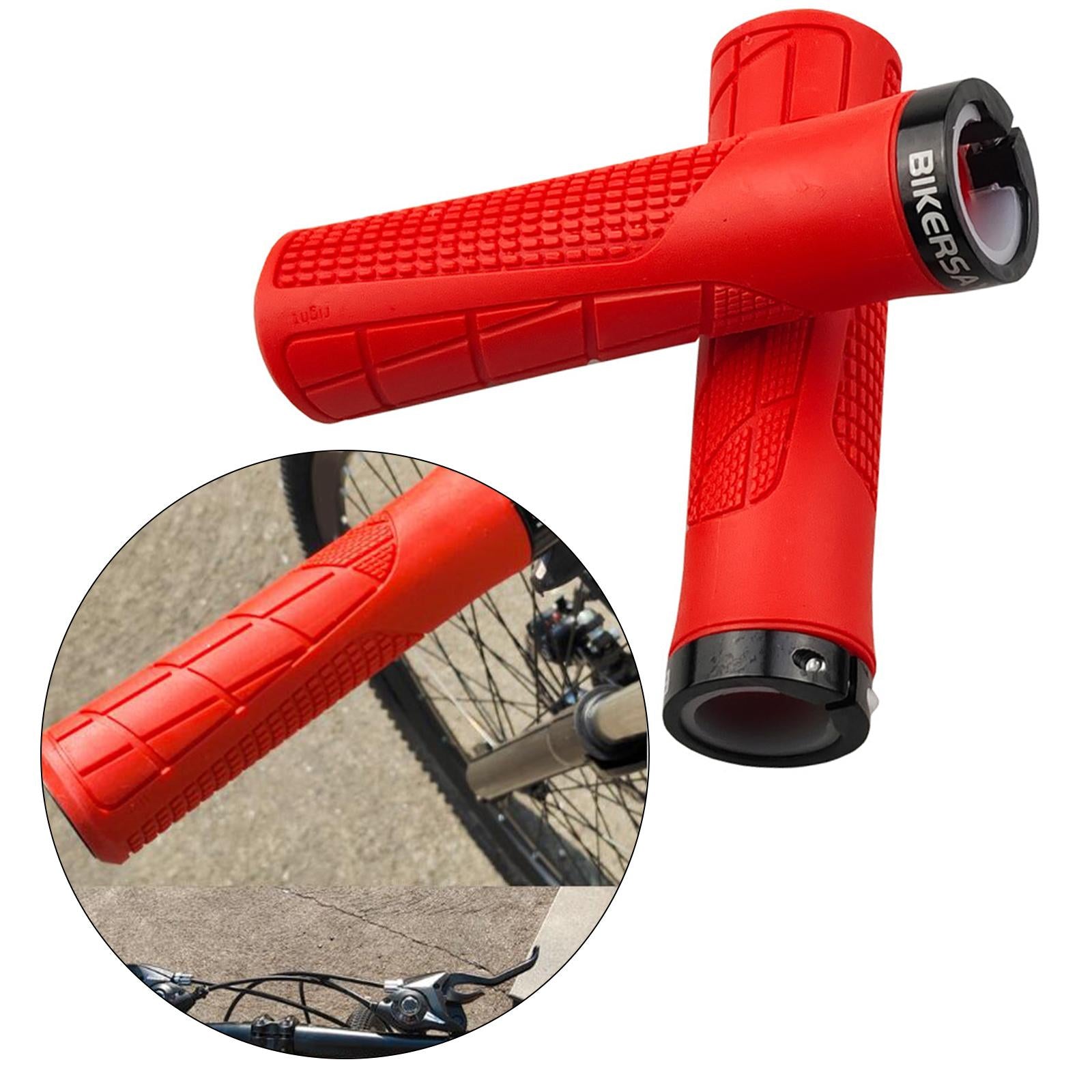 1 Pair Durable Bike Handlebar Grips Anti Slip MTB Cycling Handle Red