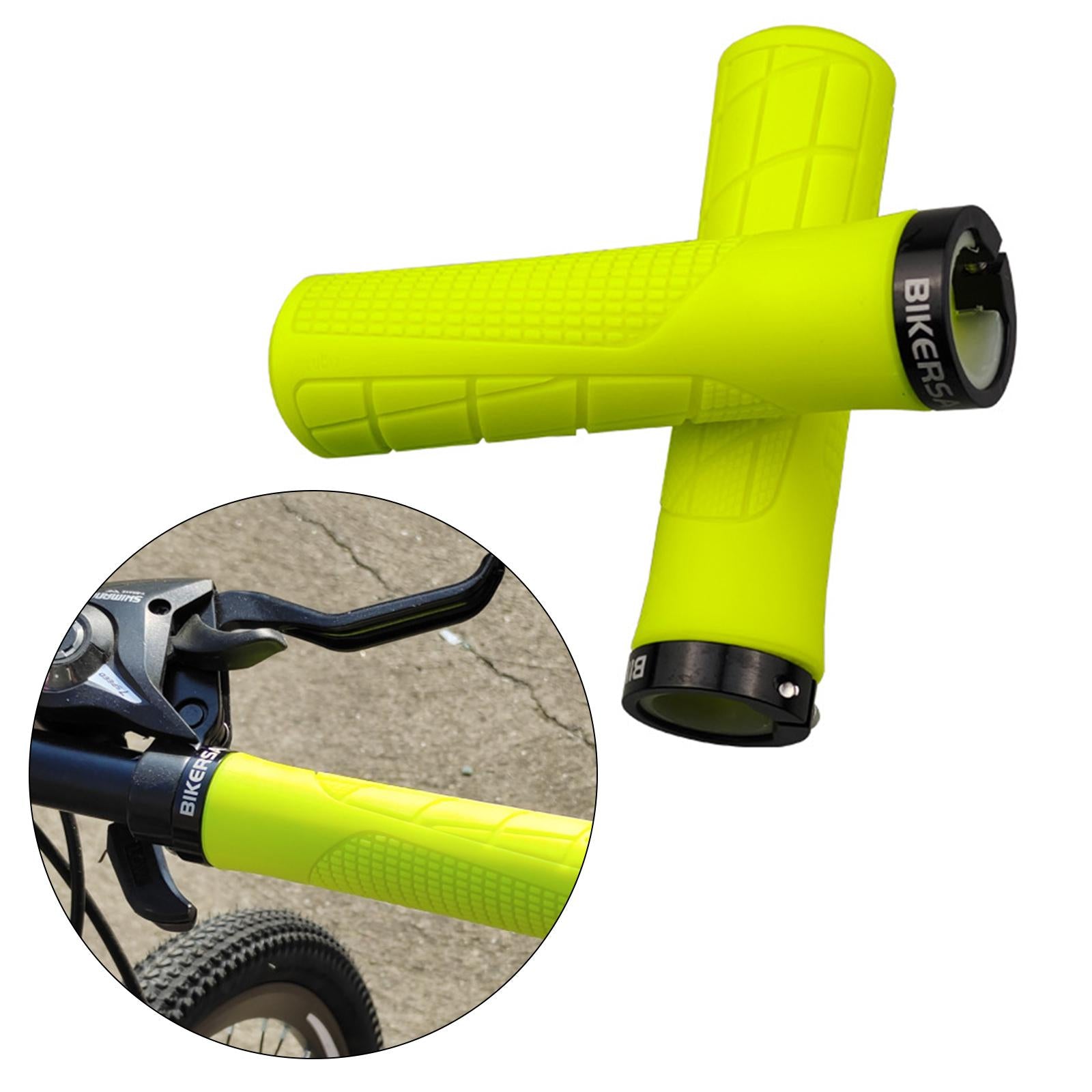 1 Pair Durable Bike Handlebar Grips Anti Slip MTB Cycling Handle Yellow
