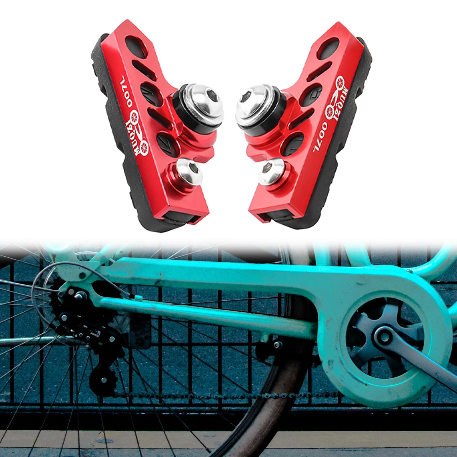 1 Pair Durable Brake Blocks Shoes Drawer Type Bicycle Brake Pads Red Black