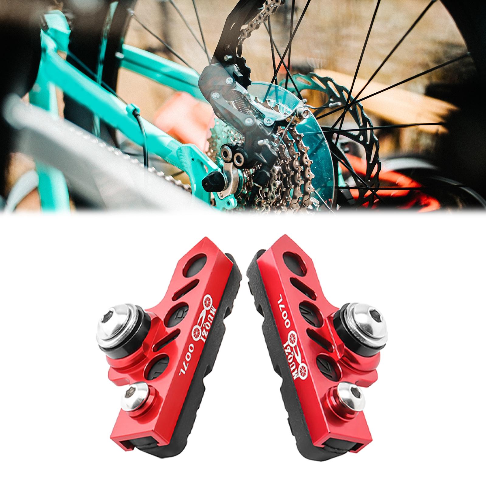1 Pair Durable Brake Blocks Shoes Drawer Type Bicycle Brake Pads Red Black