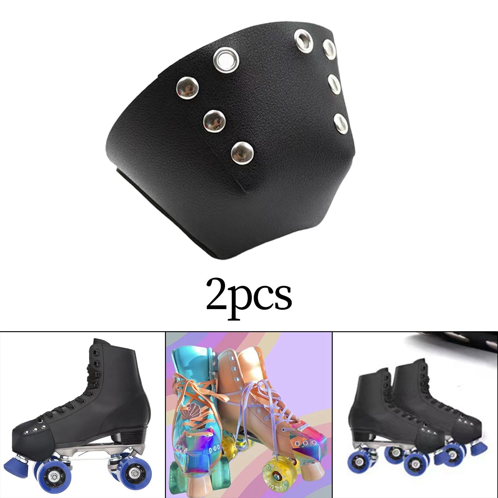 1 Pair Roller Skate Toe Guards Outdoor Artificial Leather Detachable Accs Black