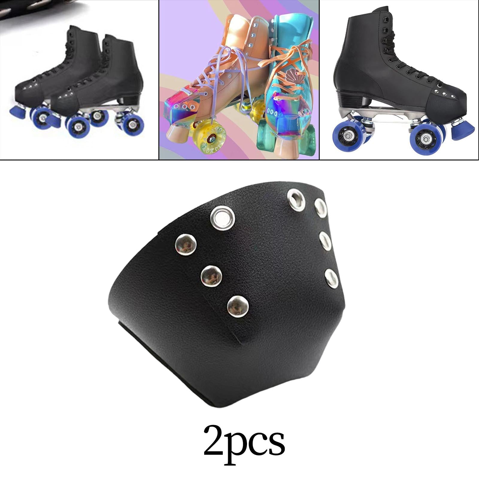 1 Pair Roller Skate Toe Guards Outdoor Artificial Leather Detachable Accs Black
