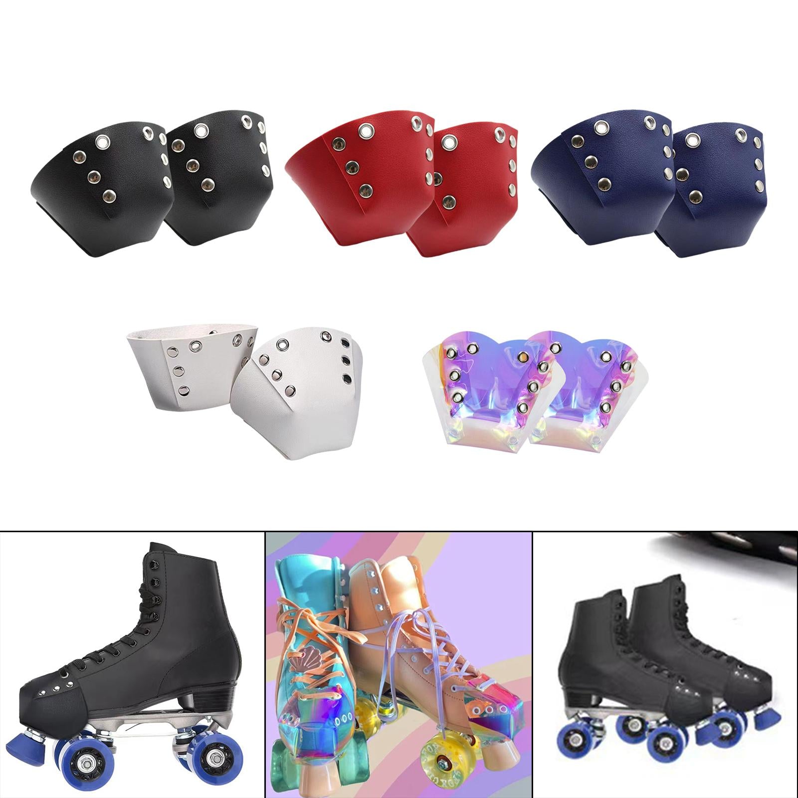 1 Pair Roller Skate Toe Guards Outdoor Artificial Leather Detachable Accs Black