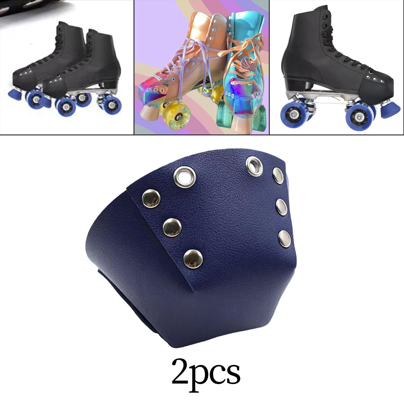 1 Pair Roller Skate Toe Guards Outdoor Artificial Leather Detachable Accs Blue
