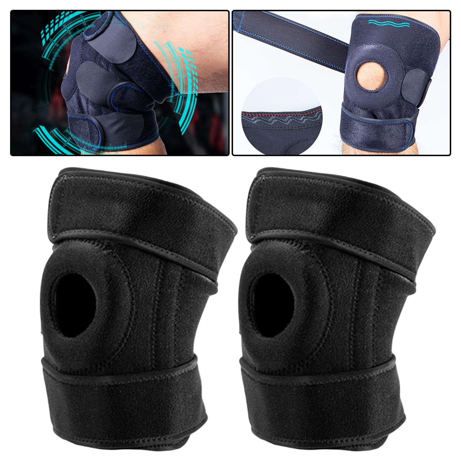 1 Pair Knee Compression Brace Sport Adjustable Knee Support Black
