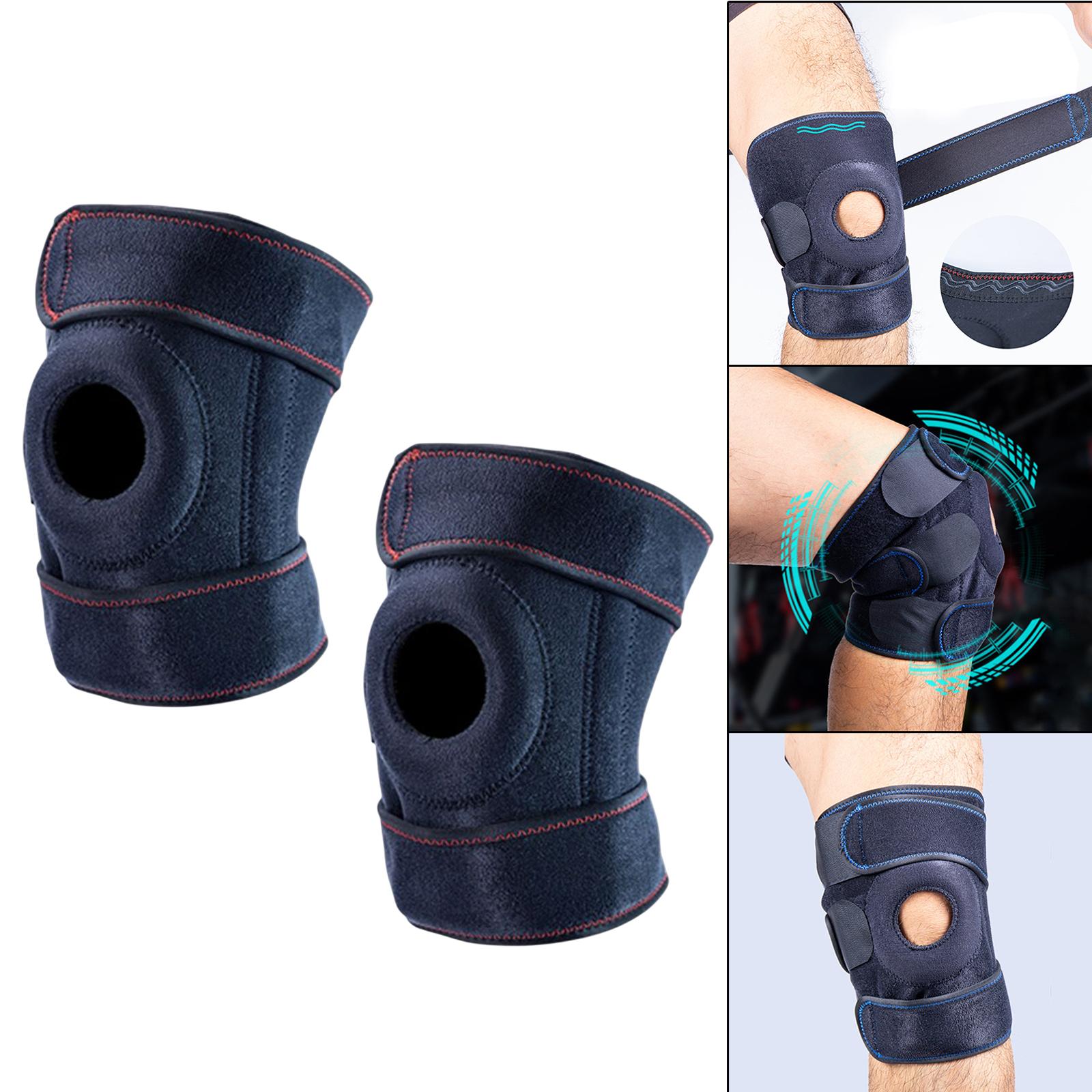 1 Pair Knee Compression Brace Sport Adjustable Knee Support Black Red