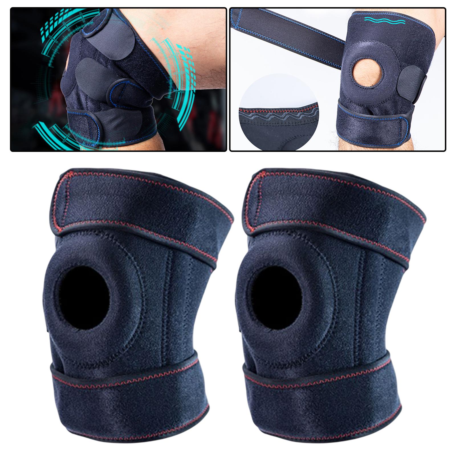 1 Pair Knee Compression Brace Sport Adjustable Knee Support Black Red