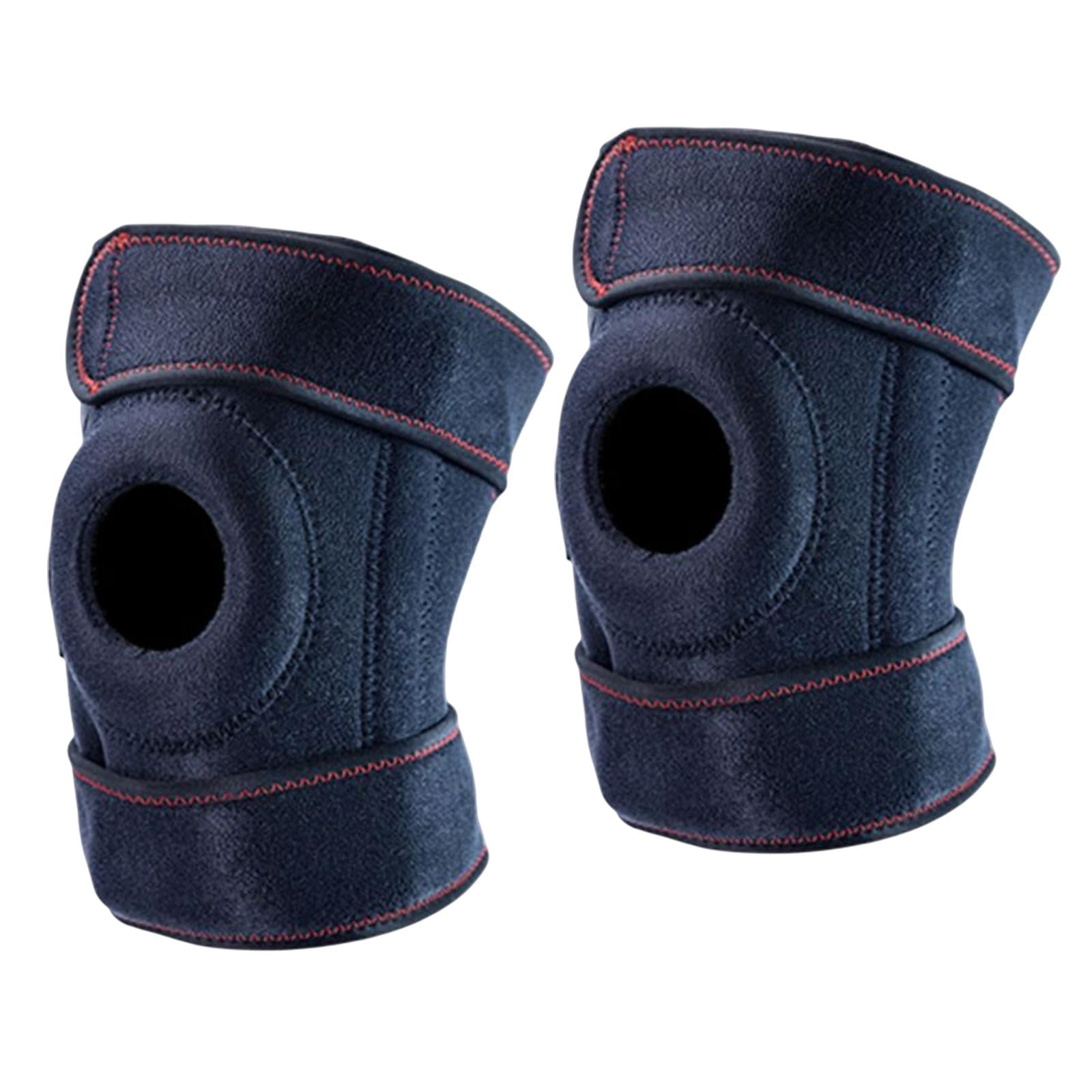 1 Pair Knee Compression Brace Sport Adjustable Knee Support Black Red