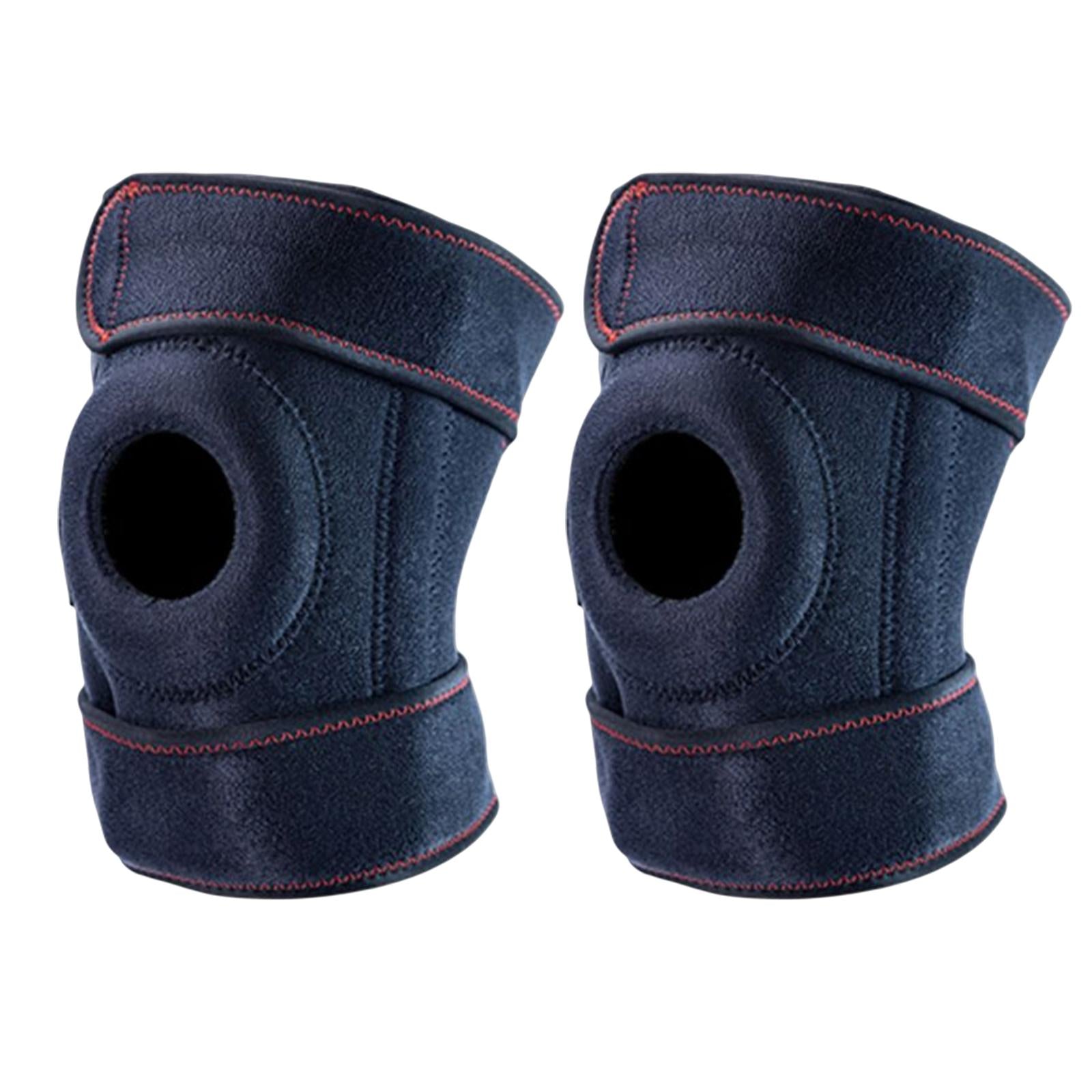 1 Pair Knee Compression Brace Sport Adjustable Knee Support Black Red