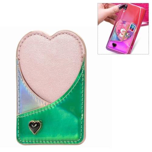 Mobile Phone Universal Laser Color Changing Loving Heart Card Slot & Wallet & Holder & Photo Frame (Green)