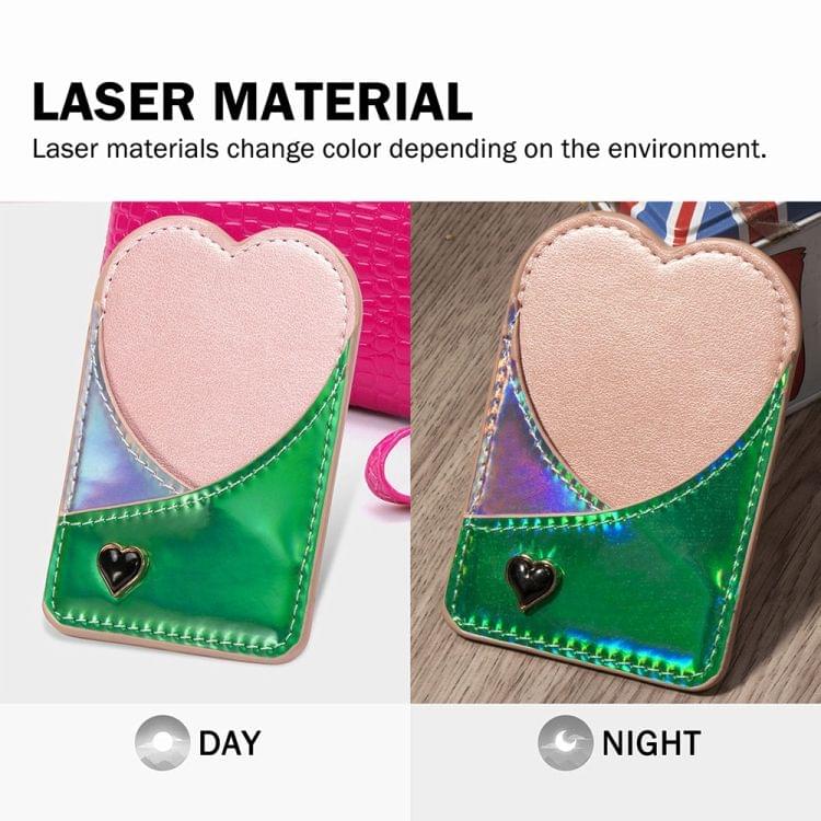 Mobile Phone Universal Laser Color Changing Loving Heart Card Slot & Wallet & Holder & Photo Frame (Green)