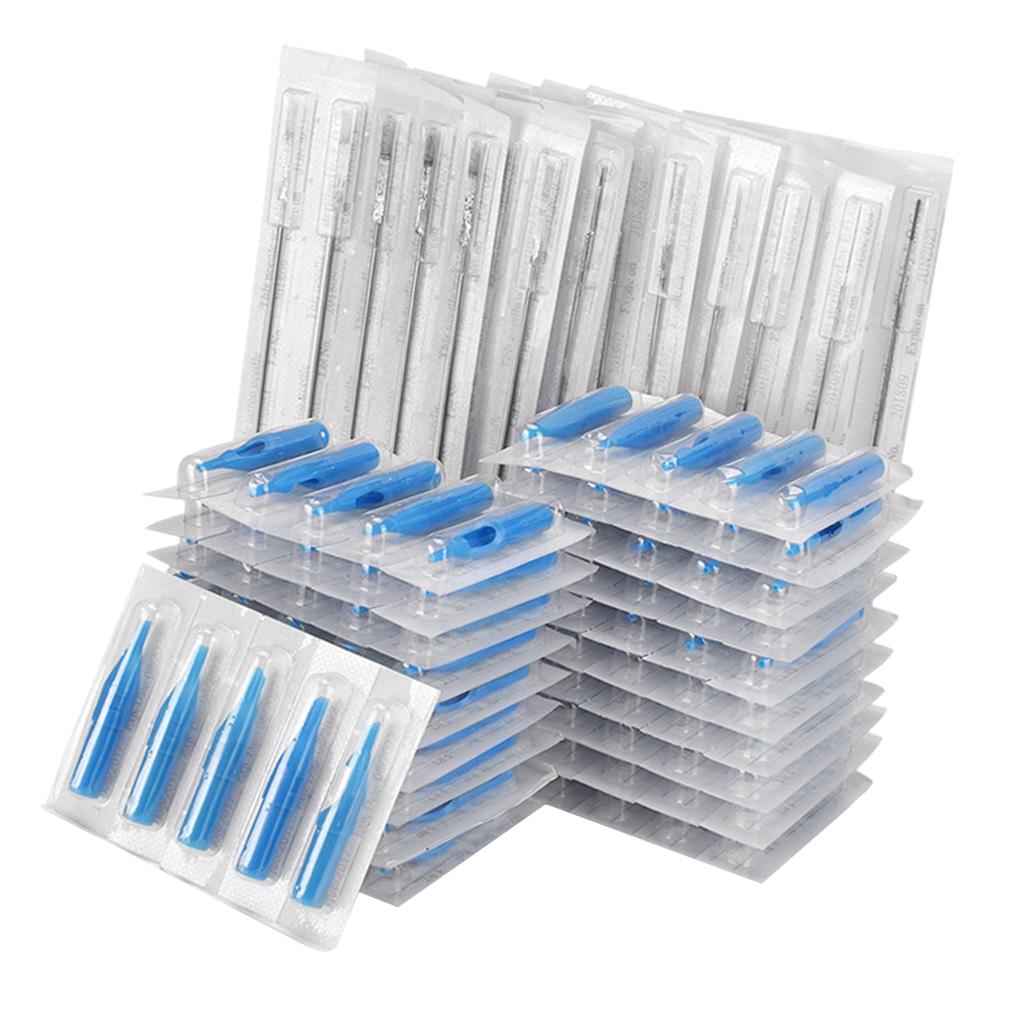 200 Pieces Pre-sterilized Individually Packed Tattoo Needles Nozzle Tips Set